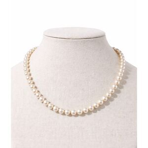 Mid Century Pearl Necklace Single Strand Knotted Barrel Clasp